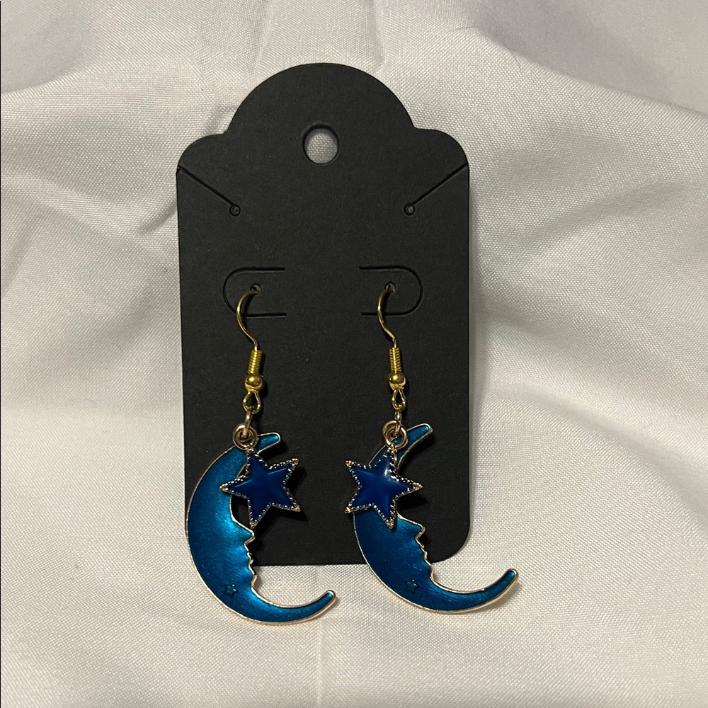 Blue Moon and Star Earrings